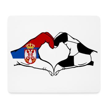 Serbia Football Flag Hands Heart Shape - Mouse Pad (horizontal) - white - Front