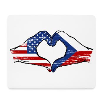 États-Unis République tchèque drapeau mains forme de coeur utilisé - Tapis de souris (format paysage) - blanc - Devant
