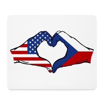 États-Unis République tchèque drapeau main coeur forme - Tapis de souris (format paysage) - blanc - Devant