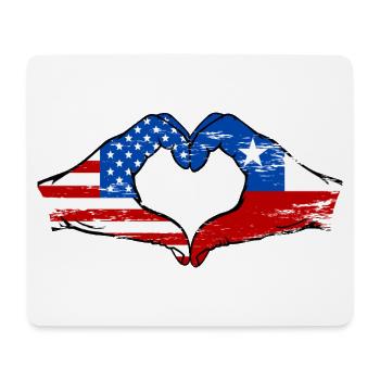 USA Chile Flagge Haende Herzform used - Mousepad (Querformat) - Weiß - Vorne