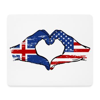 Iceland USA Flag Hands Heart Shape Used - Mouse Pad (horizontal) - white - Front