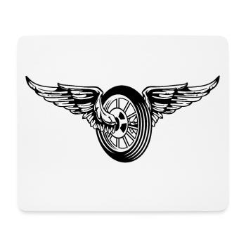 Motorcycle / Moped Wheel / Angel Wheel 01_black white - Mouse Pad (horizontal) - white - Front
