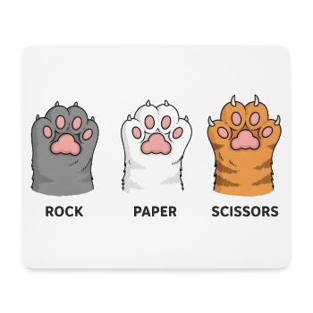 Katzen Pfoten Schere Stein Papier - Lustiges Spiel - Mousepad (Querformat) - Weiß - Vorne