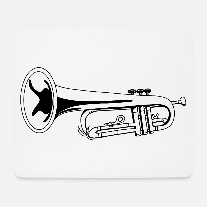 Trompete Zeichnung - Mousepad (Querformat) - Weiß