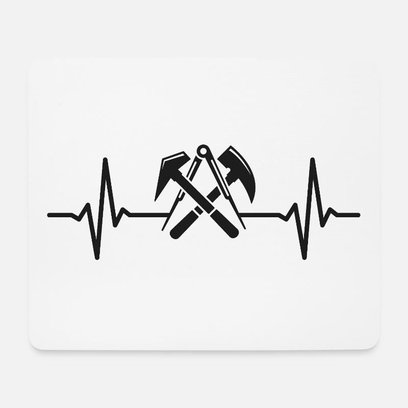 Dachdecker Zunftzeichen Herzschlag - Mousepad (Querformat) - Weiß