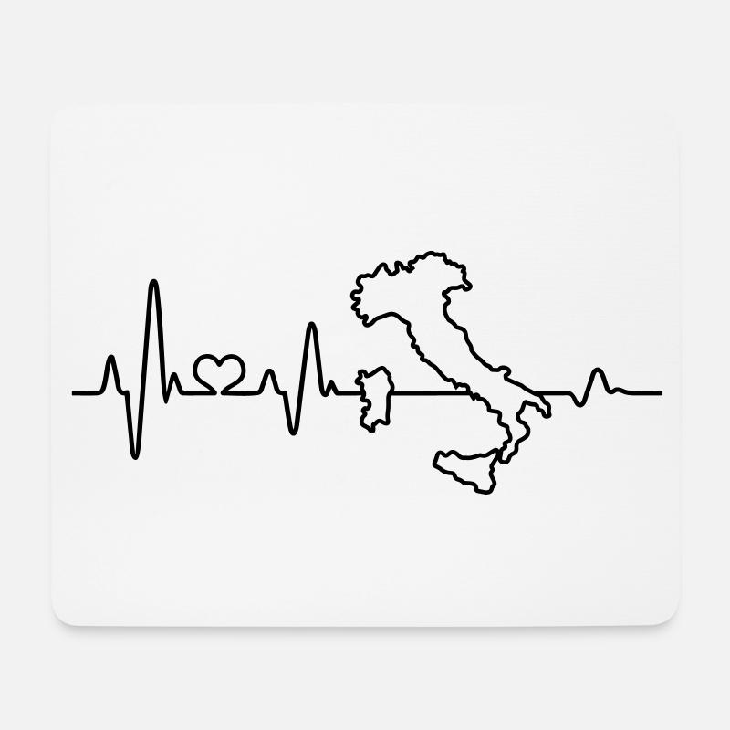 Italien Umriss Karte Herzschlag Herz Liebe - Mousepad (Querformat) - Weiß