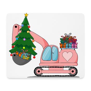Bagger Weihnachten Rosa - Mousepad (Querformat) - Weiß - Vorne