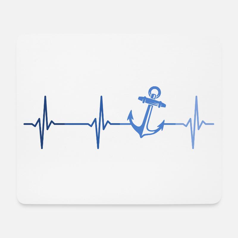 Anker Herzschlag Seemann Seefahrer - Mousepad (Querformat) - Weiß