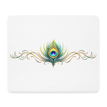 Peacock Feather Ornament Boho Symmetrical - Mouse Pad (horizontal) - white - Front