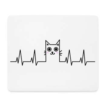Cat Heartbeat Cat Face - Mouse Pad (horizontal) - white - Front