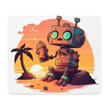 Un petit robot posant une question sur le sens de la vie - Tapis de souris (format paysage) - blanc - Devant