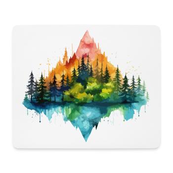 Natur Abenteuer Wildnis Berge Wald Bäume Bunt - Mousepad (Querformat) - Weiß - Vorne