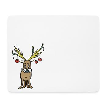 Mignon renne avec des bois jaunes - Tapis de souris (format paysage) - blanc - Devant