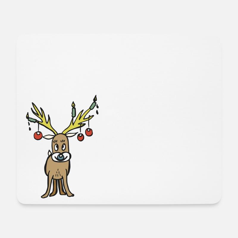 Niedliches Rentier mit gelbem Geweih - Mousepad (Querformat) - Weiß