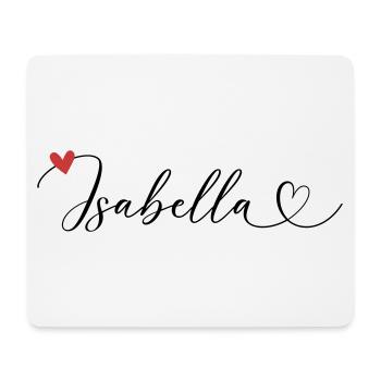 Isabella Last name First name Calligraphy heart - Mouse Pad (horizontal) - white - Front