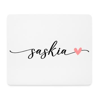 Police de calligraphie du nom Saskia - Tapis de souris (format paysage) - blanc - Devant