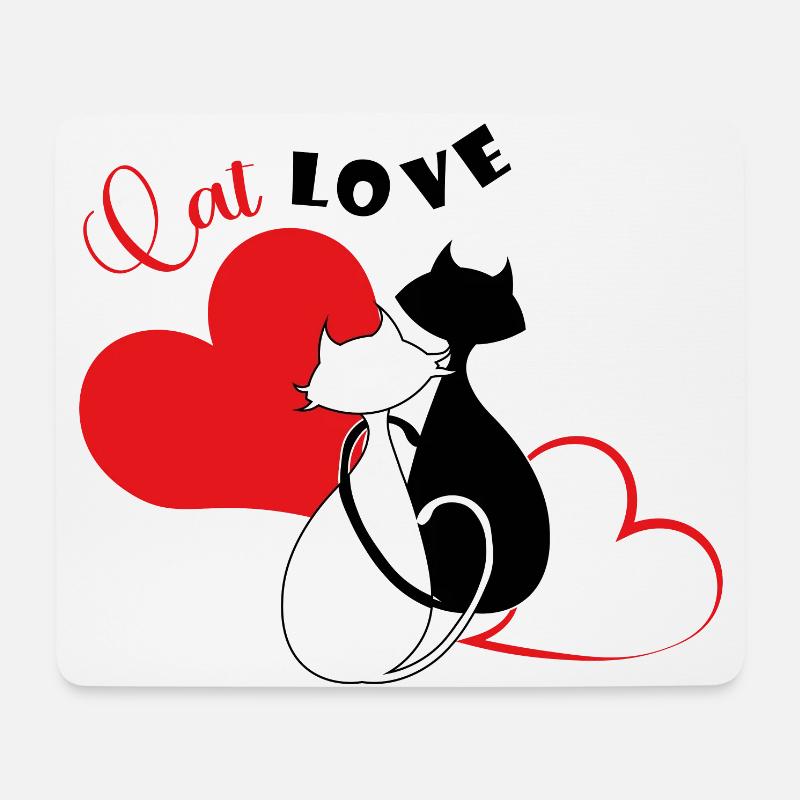 Katzenliebe - Mousepad (Querformat) - Weiß