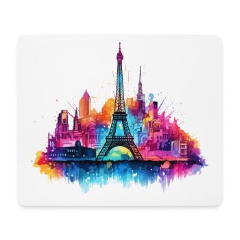Paris Tour Eiffel France Ville Skyline Art - Tapis de souris (format paysage) - blanc - Devant