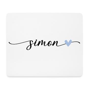Simon Name Kalligrafie Schrift - Mousepad (Querformat) - Weiß - Vorne