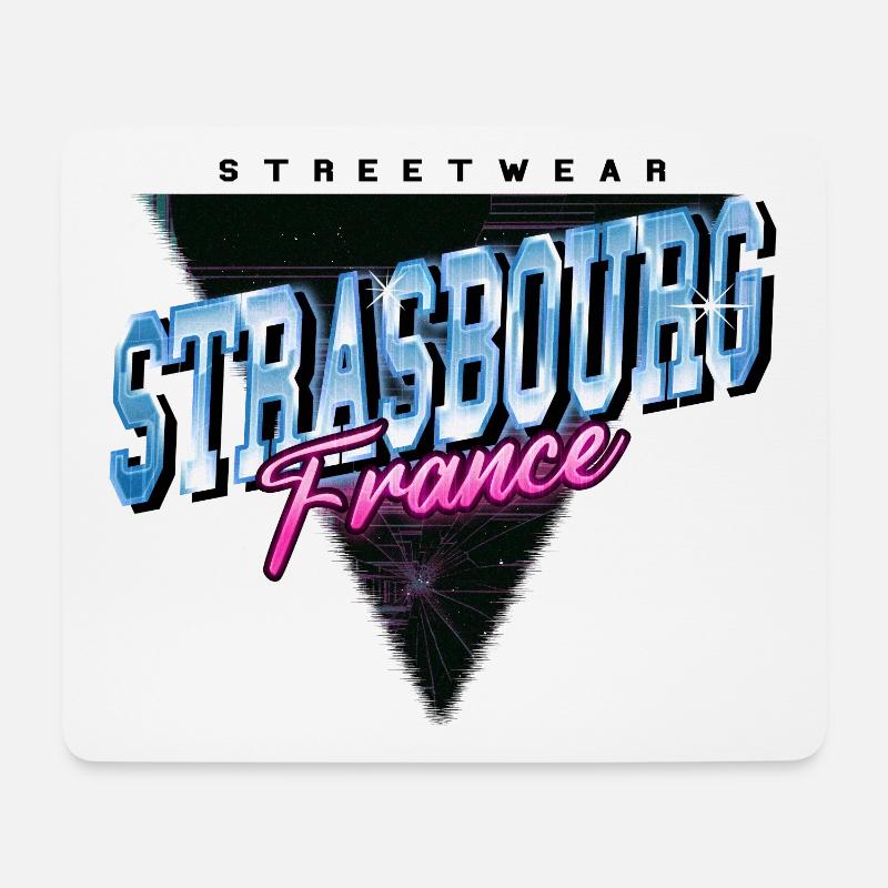 Straßburg Frankreich Stadt Skyline Vintage Retro - Mousepad (Querformat) - Weiß