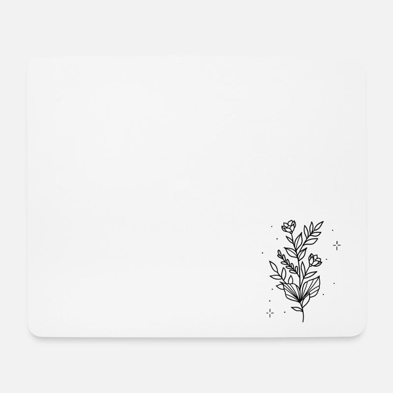 Minimalistic art - sweet flowers _ Black Edition 2 - Mousepad (Querformat) - Weiß