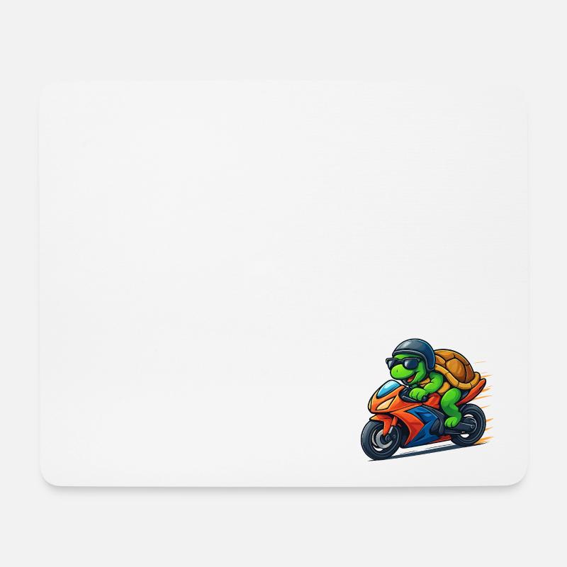 Schildkröte Biker - Mousepad (Querformat) - Weiß
