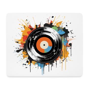 Disque Vinyle LP Platine Rétro - Tapis de souris (format paysage) - blanc - Devant