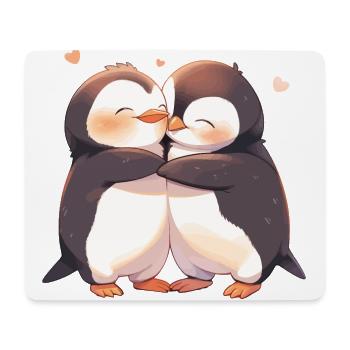 Penguin Heart Love Cute Hug Penguin Love - Mouse Pad (horizontal) - white - Front