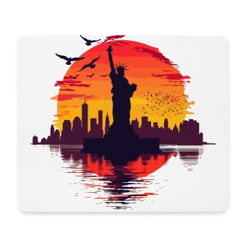 New York City Skyline Freiheitsstatue Sonne USA - Mousepad (Querformat) - Weiß - Vorne