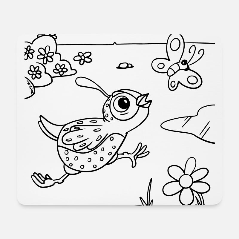 Wachtel-Malspaß für Kinderbekleidung, Taschen, etc - Mousepad (Querformat) - Weiß