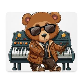 Funky Keys: Ein Klavier spielender Bär mit Attitüde - Mousepad (Querformat) - Weiß - Vorne