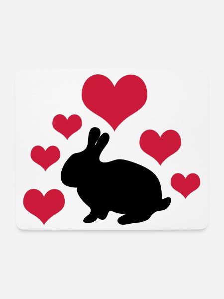 Hase mit 6 Herzen 2 - Mousepad (Querformat) - Weiß