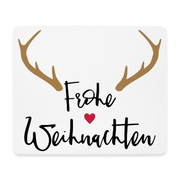 Merry Christmas Antlers Heart Nose Reindeer Moose - Mouse Pad (horizontal) - white - Front