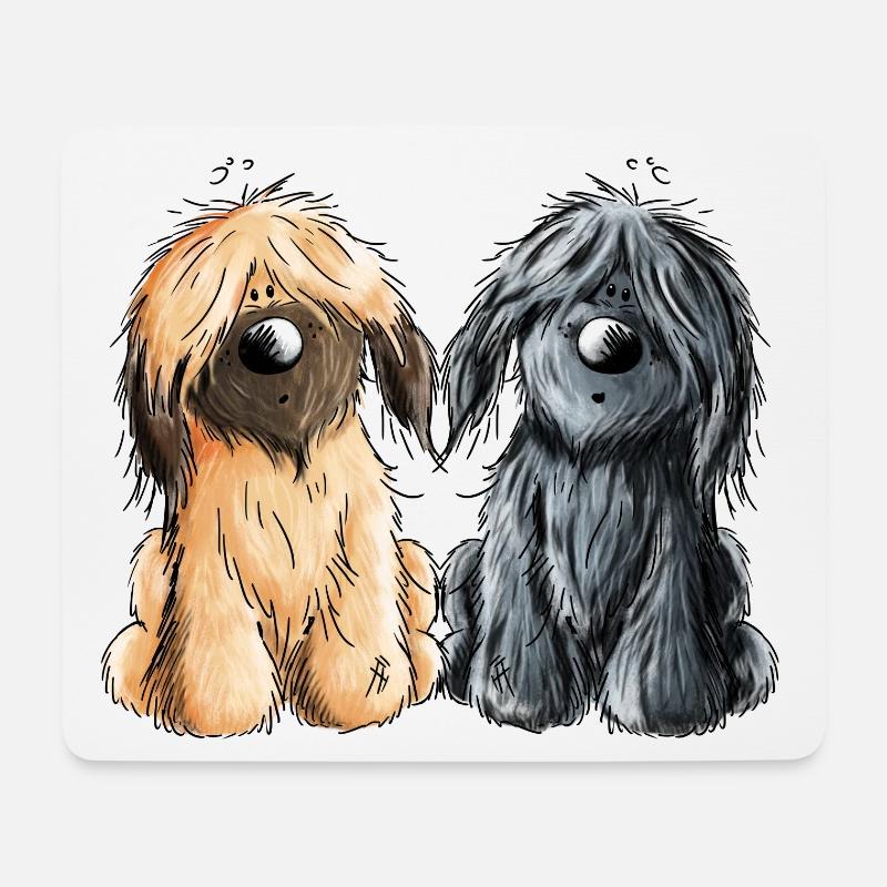 Briard Duo - Schwarz - Fauve - Hund - Geschenk - Mousepad (Querformat) - Weiß