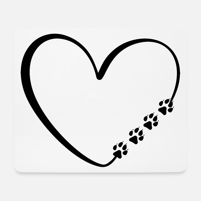 Hund Katze Pfoten Herz Valentinstag - Mousepad (Querformat) - Weiß