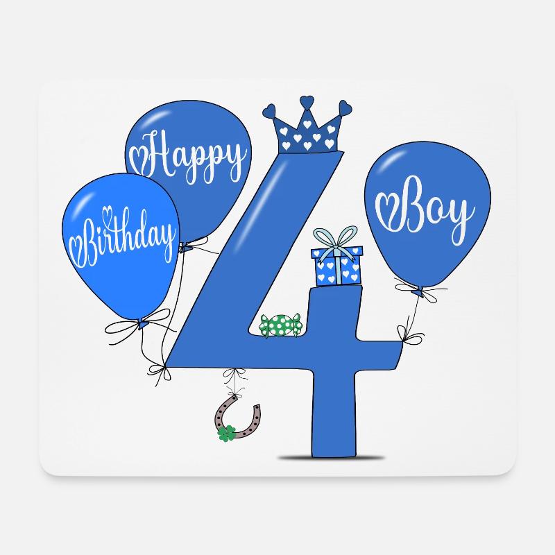 Happy Birthday 4 Boy - Mousepad (Querformat) - Weiß
