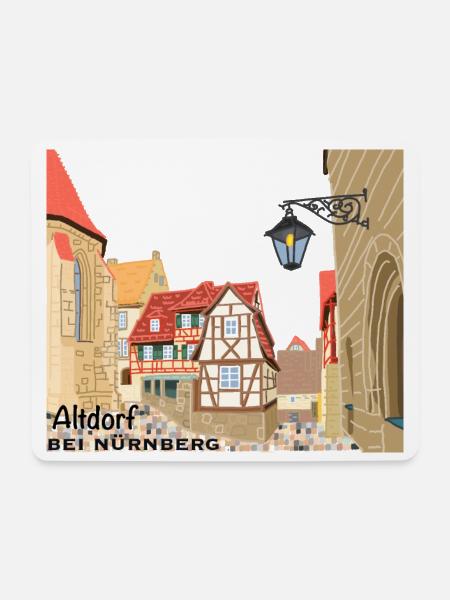 Altdorf bei Nürnberg, Altstadt, Bayern, Zeichnung - Mousepad (Querformat) - Weiß