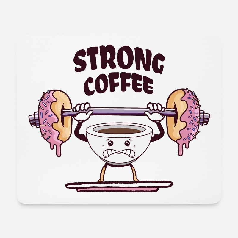 Lustige Kaffeetasse Gewichtheben Donut Hanteln - Mousepad (Querformat) - Weiß