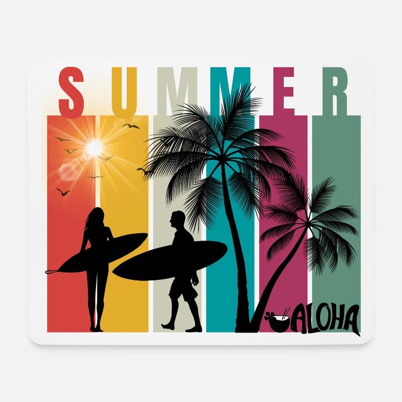Summer - Sommer - Hawaii - Aloha - Surfer - Mousepad (Querformat) - Weiß