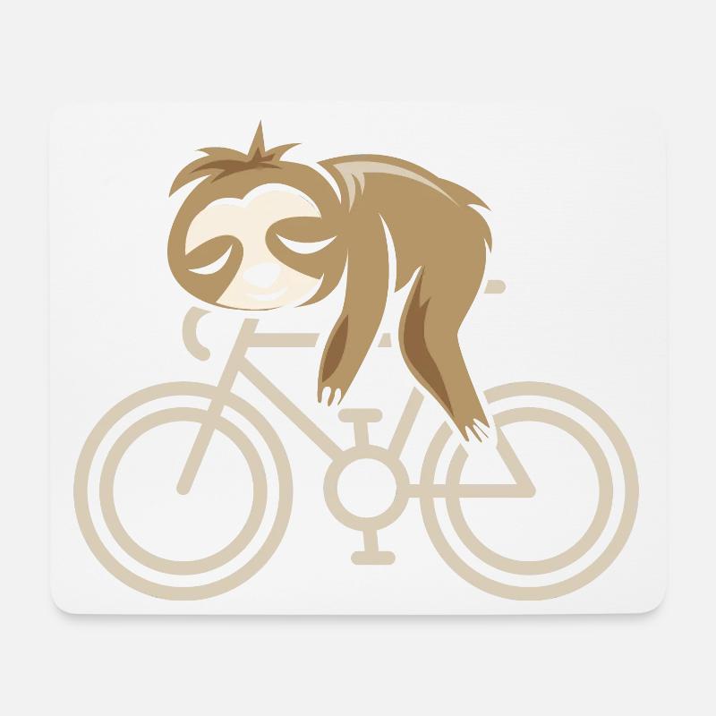 Fahrrad Faultier Rennrad Gravel Comic Cartoon Logo - Mousepad (Querformat) - Weiß