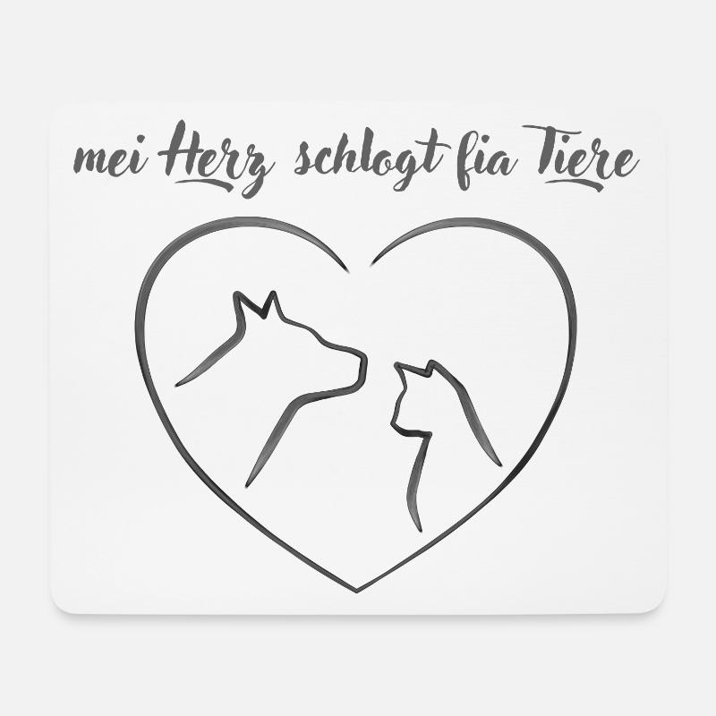 mei Herz schlogt fia Tiere, dialekt, Tierliebe - Mousepad (Querformat) - Weiß
