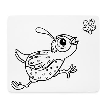 Coloring page bird with butterfly - Mouse Pad (horizontal) - white - Front