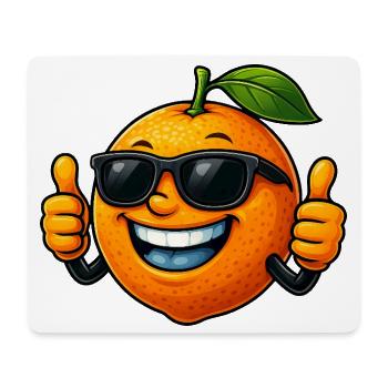 Cool Cute Orange Cartoon Summer Fruit - Mouse Pad (horizontal) - white - Front