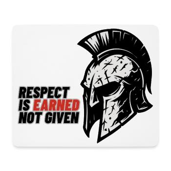 Le respect se gagne et ne se donne pas – Casque Spartan - Tapis de souris (format paysage) - blanc - Devant