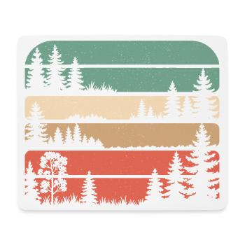 Retro Wald Natur Silhouette Bäume Wandern Geschenk - Mousepad (Querformat) - Weiß - Vorne