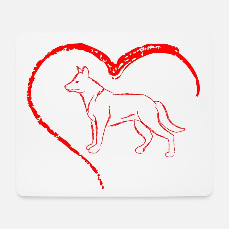 Herz mit Hund Silhouette - Mousepad (Querformat) - Weiß