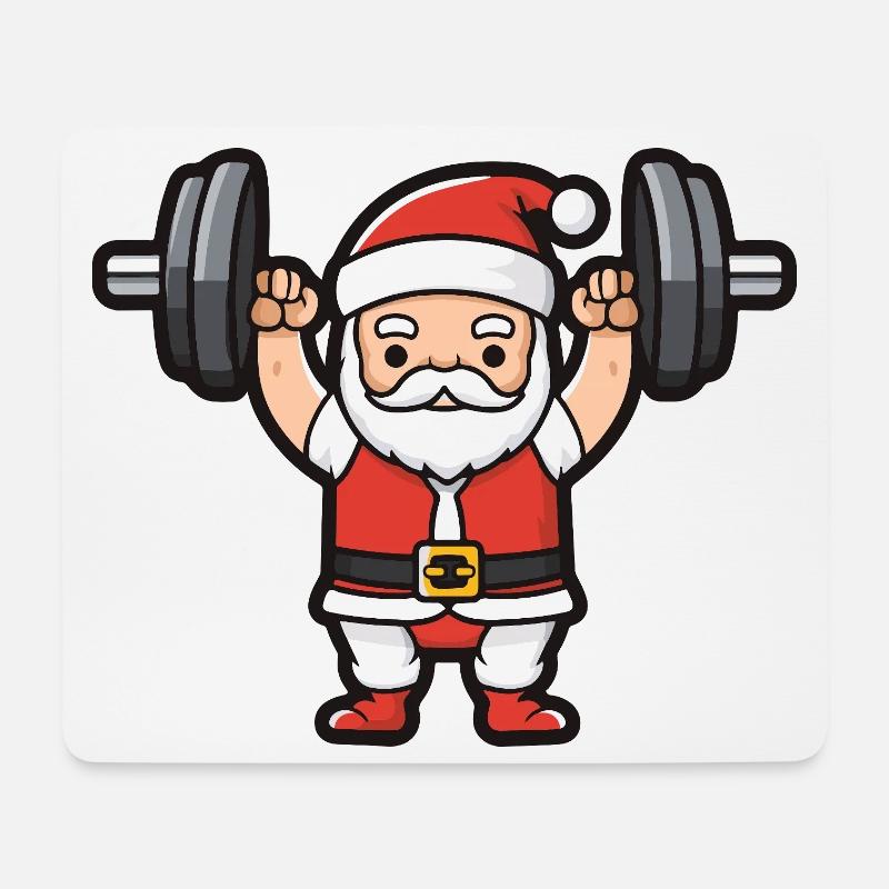 Weihnachtsmann Gewichte Gym Weihnachten - Mousepad (Querformat) - Weiß