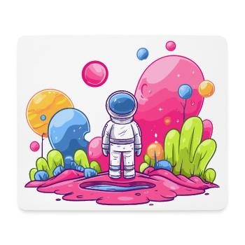 Astronaute dans l’espace rose - Tapis de souris (format paysage) - blanc - Devant