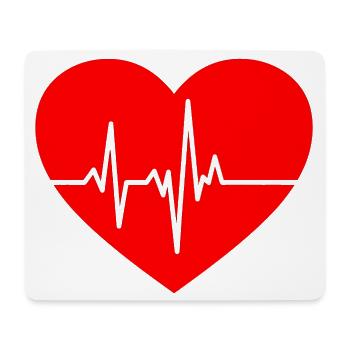 Conception du battement cardiaque avec ligne ECG - Tapis de souris (format paysage) - blanc - Devant