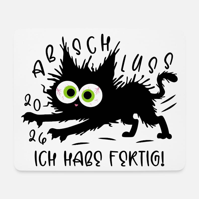 Abschluss 2026 Ich habe fertig Katze - Mousepad (Querformat) - Weiß